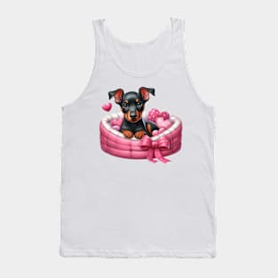 Valentine Doberman Pinscher Dog in Bed Tank Top